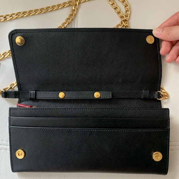 Prada saffiano wallet on chain black - Picture 3 of 4